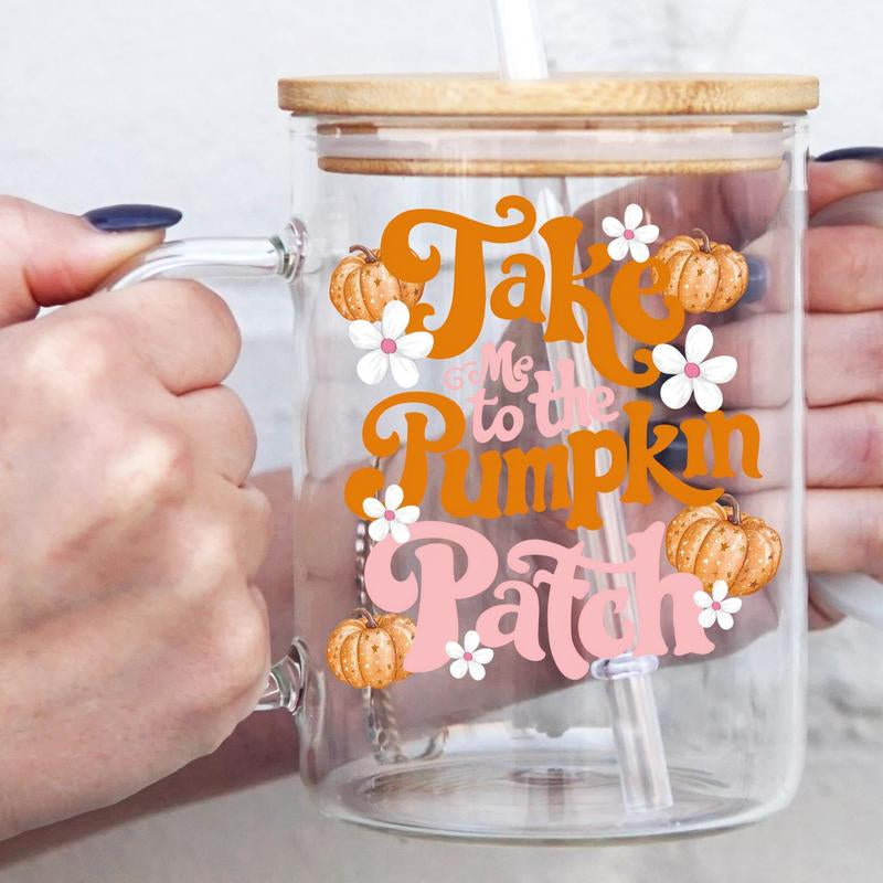 Sip-Sip Hooray! 17Oz Fall Glass Mug β Pumpkin Spice Aesthetic Cup with Lid & Straw, Falltok Iced Coffee Tumbler, Reusable & Portable Drinkware**