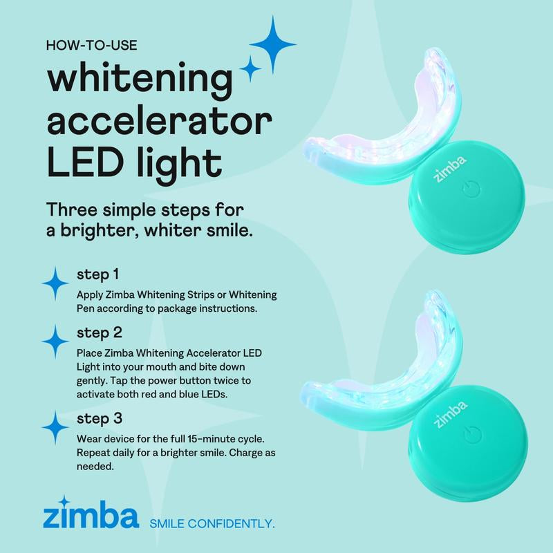 Zimba Teeth Whitening Accelerator LED Light, Blue Light to Activate Whitening Agent, Daily Whitening Oral Care