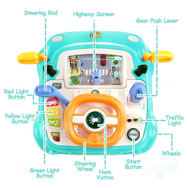 Car Steering Wheel Toy, Baby Interactive Toy, Driving Educational Toy with Light and Sound, Birthday Gifts for Kids, Science Toys Sensory Play