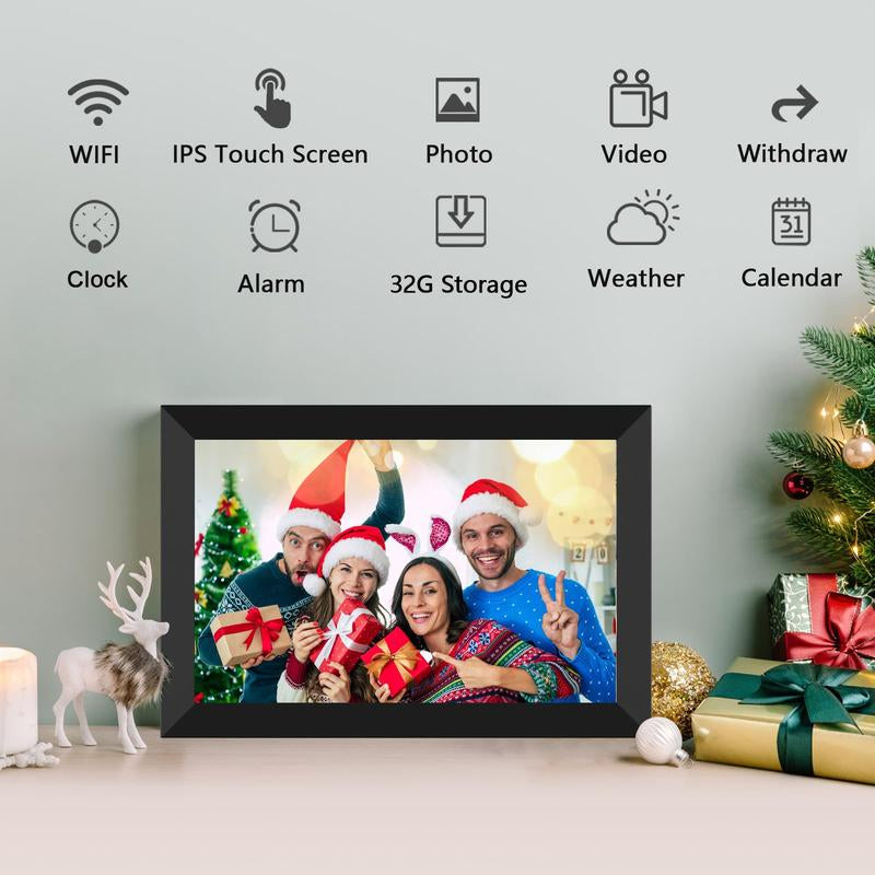 Digital Picture Frame Wifi, 10.1 Inch Wifi Digital Photo Frame with Full HD Touch Screen, 32GB Storage Auto-Rotate Wall Mountable Easy Share Photos or Videos via Free App from Anywhere Best Gift