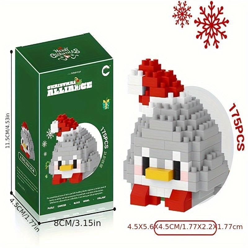 Christmas Building Blocks Set - Santa, Reindeer, Snowman, Penguin, Christmas Tree Mini Figurines - Creative DIY Holiday Decor & Gift for Kids & Adults