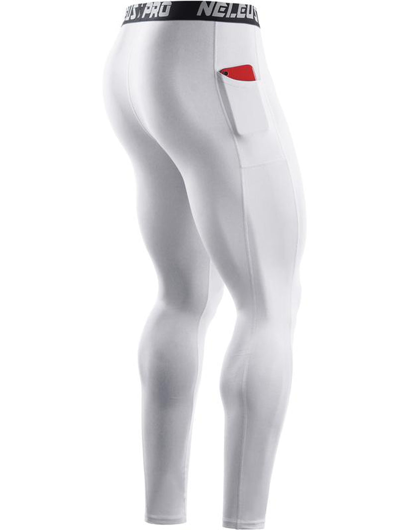 NELEUS Men'S Dry Fit Compression Baselayer Pants Running Tights Leggings with Phone Pocket