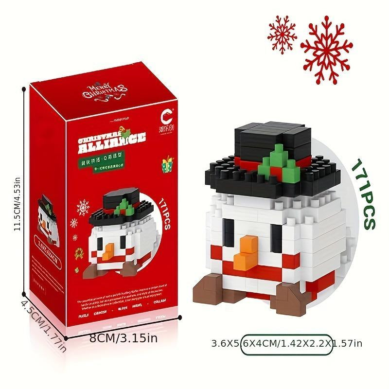 Christmas Building Blocks Set - Santa, Reindeer, Snowman, Penguin, Christmas Tree Mini Figurines - Creative DIY Holiday Decor & Gift for Kids & Adults