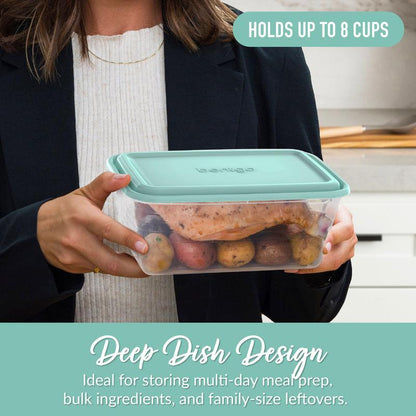 Bentgo Prep 8-Cup Deep-Dish Container (20-Piece Set) - Aqua Splash Color, Reusable Meal Containers, Bpa-Free, Durable, Stackable Design, Food Storage
