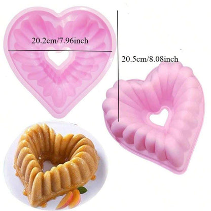 Heart Shaped Cake Pan, 2 Counts Non-Stick Silicone Cake Baking Mold, Baking Tool for Home Kitchen, Kitchen Accessories