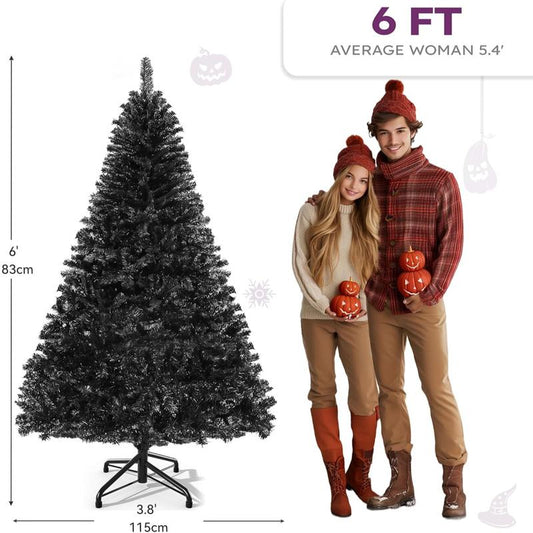 YITAHOME 6/7.5/9 Ft Prelit Snow Flocked/Pine Cones/White/Black/Green Artificial Full Christmas Tree, Christmas Pine Tree with Foldable Base for Home, Party Decoration