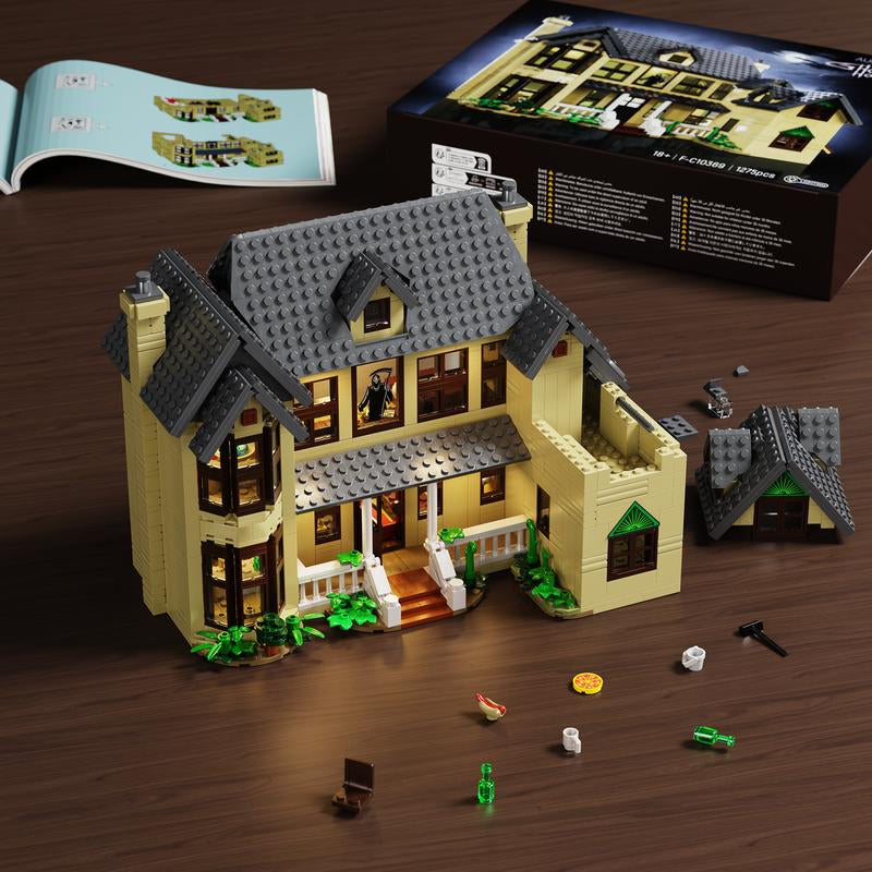 Screaming House Building Blocks Set with Electric Light Effects, Perfect for Halloween Decoration, Kids’ Creative DIY Toy and Seasonal Fun
