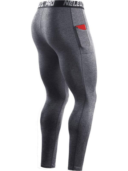 NELEUS Men'S Dry Fit Compression Baselayer Pants Running Tights Leggings with Phone Pocket