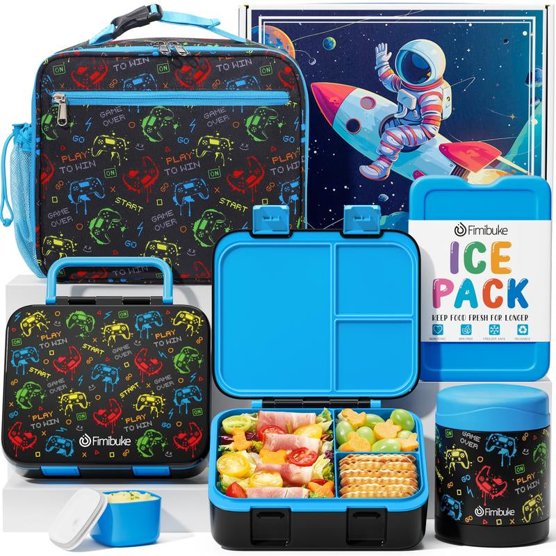 Fimibuke Bento Lunch Box with Thermos 32Oz Snack Lunch Container with 3 Compartments, Insulated Lunch Bag, 12Oz Leakproof Food Jar, and Ice Pack — Ideal for Daycare, School, or On-The-Go Meals Dealsforyoudays
