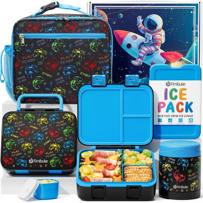 Fimibuke Bento Lunch Box with Thermos 32Oz Snack Lunch Container with 3 Compartments, Insulated Lunch Bag, 12Oz Leakproof Food Jar, and Ice Pack — Ideal for Daycare, School, or On-The-Go Meals Dealsforyoudays