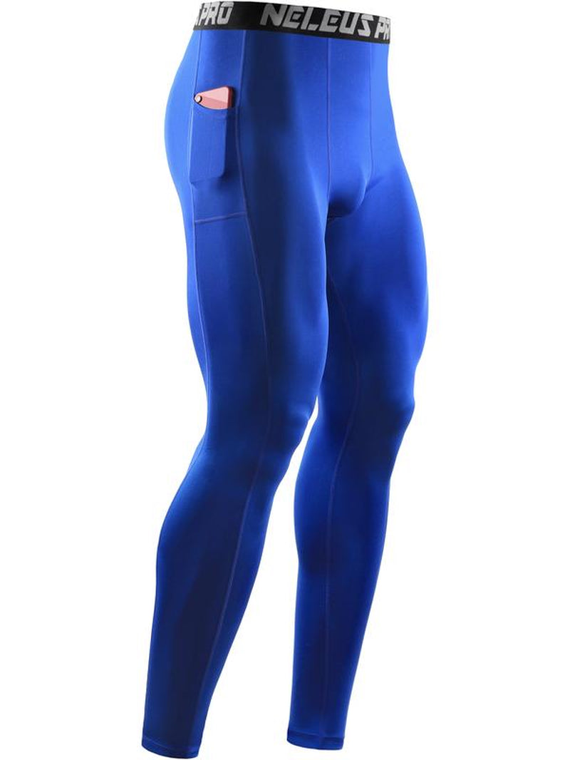 NELEUS Men'S Dry Fit Compression Baselayer Pants Running Tights Leggings with Phone Pocket