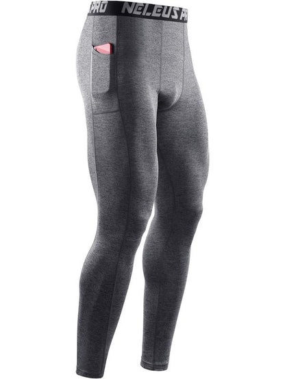 NELEUS Men'S Dry Fit Compression Baselayer Pants Running Tights Leggings with Phone Pocket