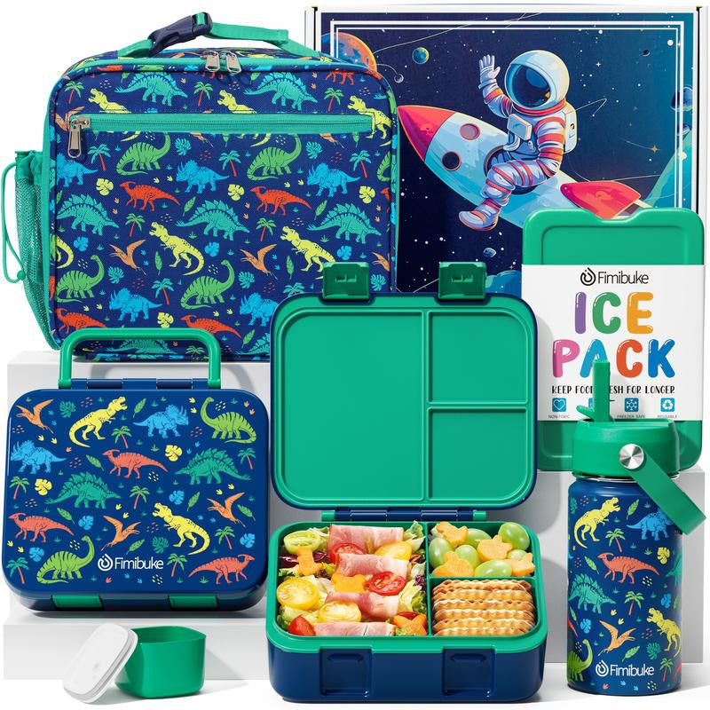 Fimibuke Bento Lunch Box with Thermos 32Oz Snack Lunch Container with 3 Compartments, Insulated Lunch Bag, 12Oz Leakproof Food Jar, and Ice Pack — Ideal for Daycare, School, or On-The-Go Meals Dealsforyoudays