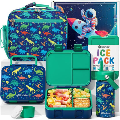 Fimibuke Bento Lunch Box with Thermos 32Oz Snack Lunch Container with 3 Compartments, Insulated Lunch Bag, 12Oz Leakproof Food Jar, and Ice Pack — Ideal for Daycare, School, or On-The-Go Meals Dealsforyoudays