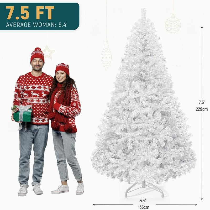 YITAHOME 6/7.5/9 Ft Prelit Snow Flocked/Pine Cones/White/Black/Green Artificial Full Christmas Tree, Christmas Pine Tree with Foldable Base for Home, Party Decoration