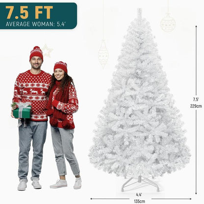 YITAHOME 6/7.5/9 Ft Prelit Snow Flocked/Pine Cones/White/Black/Green Artificial Full Christmas Tree, Christmas Pine Tree with Foldable Base for Home, Party Decoration