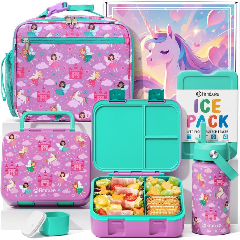 Fimibuke Bento Lunch Box with Thermos 32Oz Snack Lunch Container with 3 Compartments, Insulated Lunch Bag, 12Oz Leakproof Food Jar, and Ice Pack — Ideal for Daycare, School, or On-The-Go Meals Dealsforyoudays