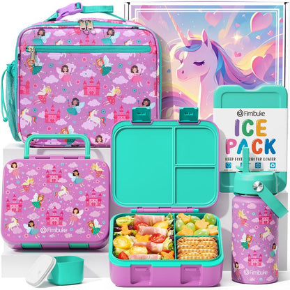 Fimibuke Bento Lunch Box with Thermos 32Oz Snack Lunch Container with 3 Compartments, Insulated Lunch Bag, 12Oz Leakproof Food Jar, and Ice Pack — Ideal for Daycare, School, or On-The-Go Meals Dealsforyoudays
