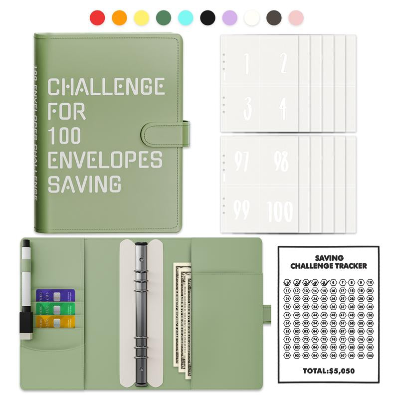 New Edition 100 Envelopes Saving Challenge,Easy and Fun Way to save $5,050,Money Saving Book,Waterproof Wallet,Storage Bag,Saving Tips,Desk Office Accessories,Budget Plan