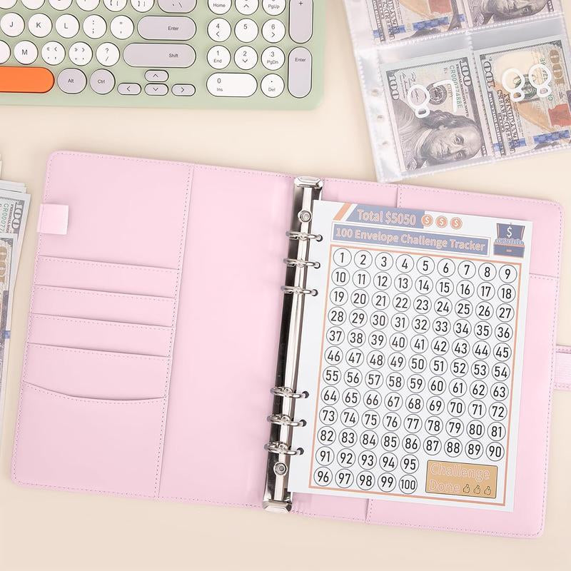 New Edition 100 Envelopes Saving Challenge,Easy and Fun Way to save $5,050,Money Saving Book,Waterproof Wallet,Storage Bag,Saving Tips,Desk Office Accessories,Budget Plan