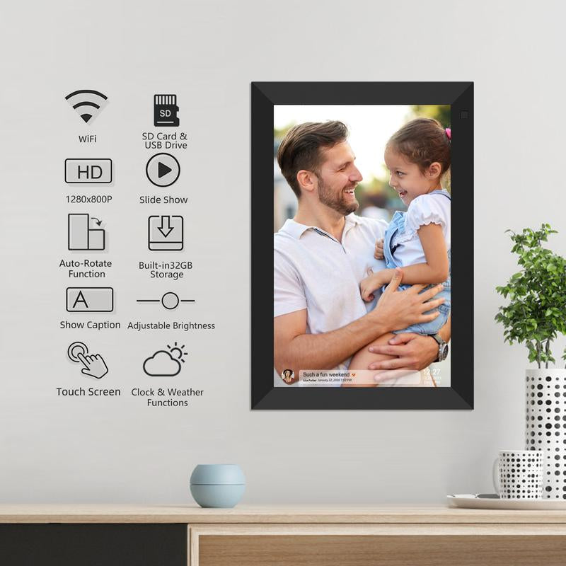 Digital Picture Frame Wifi, 10.1 Inch Wifi Digital Photo Frame with Full HD Touch Screen, 32GB Storage Auto-Rotate Wall Mountable Easy Share Photos or Videos via Free App from Anywhere Best Gift