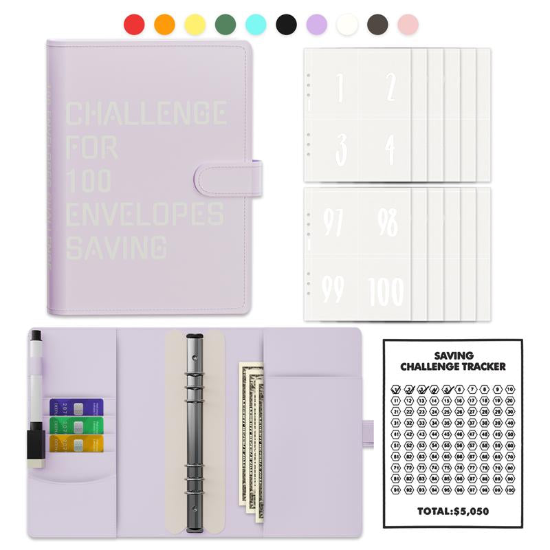 New Edition 100 Envelopes Saving Challenge,Easy and Fun Way to save $5,050,Money Saving Book,Waterproof Wallet,Storage Bag,Saving Tips,Desk Office Accessories,Budget Plan