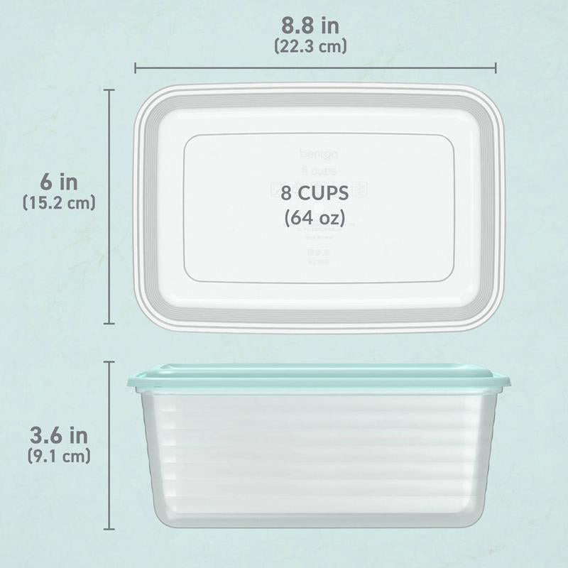 Bentgo Prep 8-Cup Deep-Dish Container (20-Piece Set) - Aqua Splash Color, Reusable Meal Containers, Bpa-Free, Durable, Stackable Design, Food Storage
