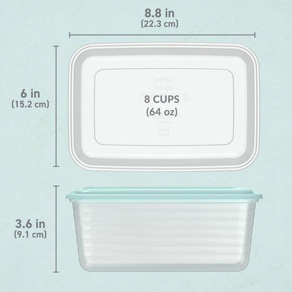 Bentgo Prep 8-Cup Deep-Dish Container (20-Piece Set) - Aqua Splash Color, Reusable Meal Containers, Bpa-Free, Durable, Stackable Design, Food Storage