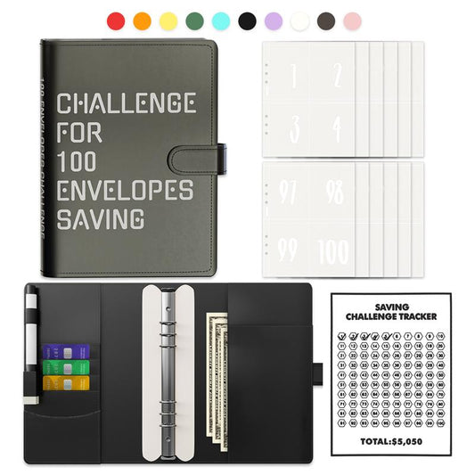 New Edition 100 Envelopes Saving Challenge,Easy and Fun Way to save $5,050,Money Saving Book,Waterproof Wallet,Storage Bag,Saving Tips,Desk Office Accessories,Budget Plan