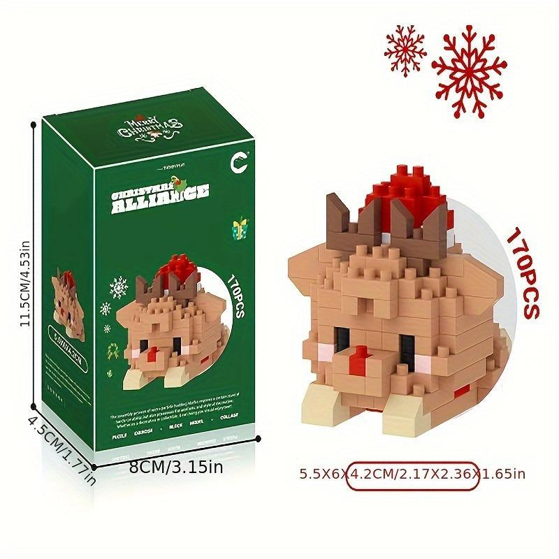 Christmas Building Blocks Set - Santa, Reindeer, Snowman, Penguin, Christmas Tree Mini Figurines - Creative DIY Holiday Decor & Gift for Kids & Adults