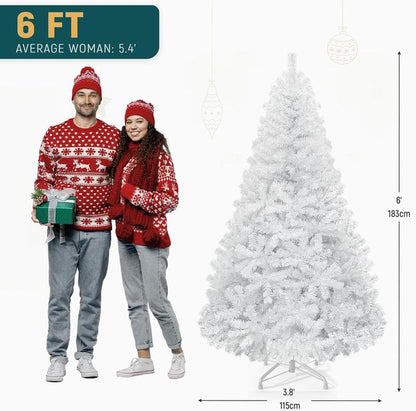 YITAHOME 6/7.5/9 Ft Prelit Snow Flocked/Pine Cones/White/Black/Green Artificial Full Christmas Tree, Christmas Pine Tree with Foldable Base for Home, Party Decoration