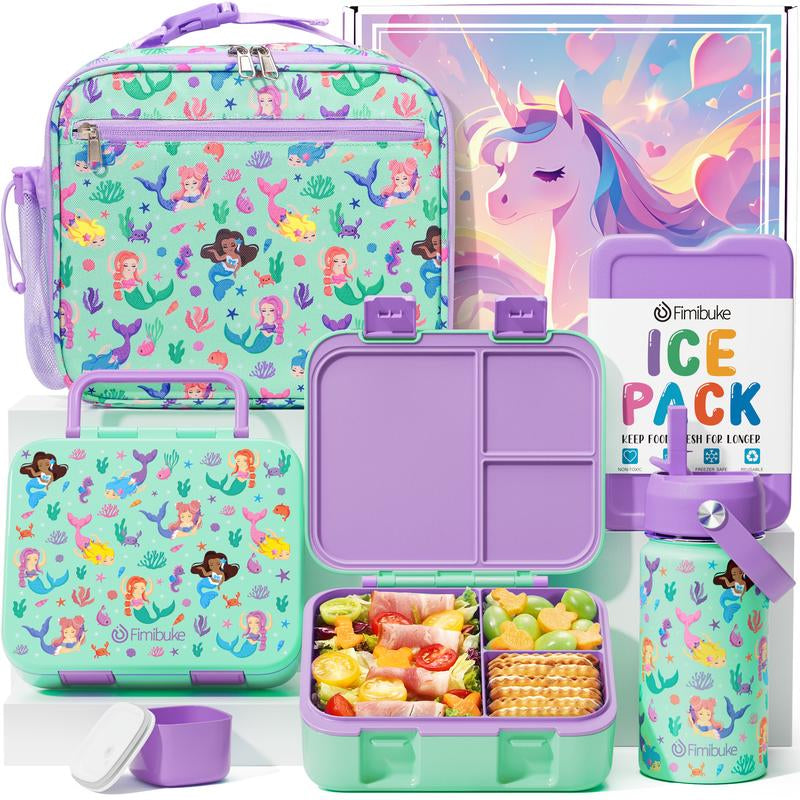 Fimibuke Bento Lunch Box with Thermos 32Oz Snack Lunch Container with 3 Compartments, Insulated Lunch Bag, 12Oz Leakproof Food Jar, and Ice Pack — Ideal for Daycare, School, or On-The-Go Meals Dealsforyoudays