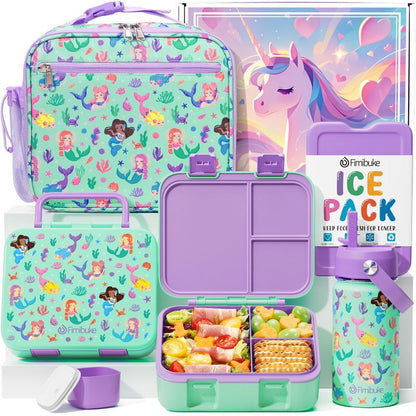 Fimibuke Bento Lunch Box with Thermos 32Oz Snack Lunch Container with 3 Compartments, Insulated Lunch Bag, 12Oz Leakproof Food Jar, and Ice Pack — Ideal for Daycare, School, or On-The-Go Meals Dealsforyoudays