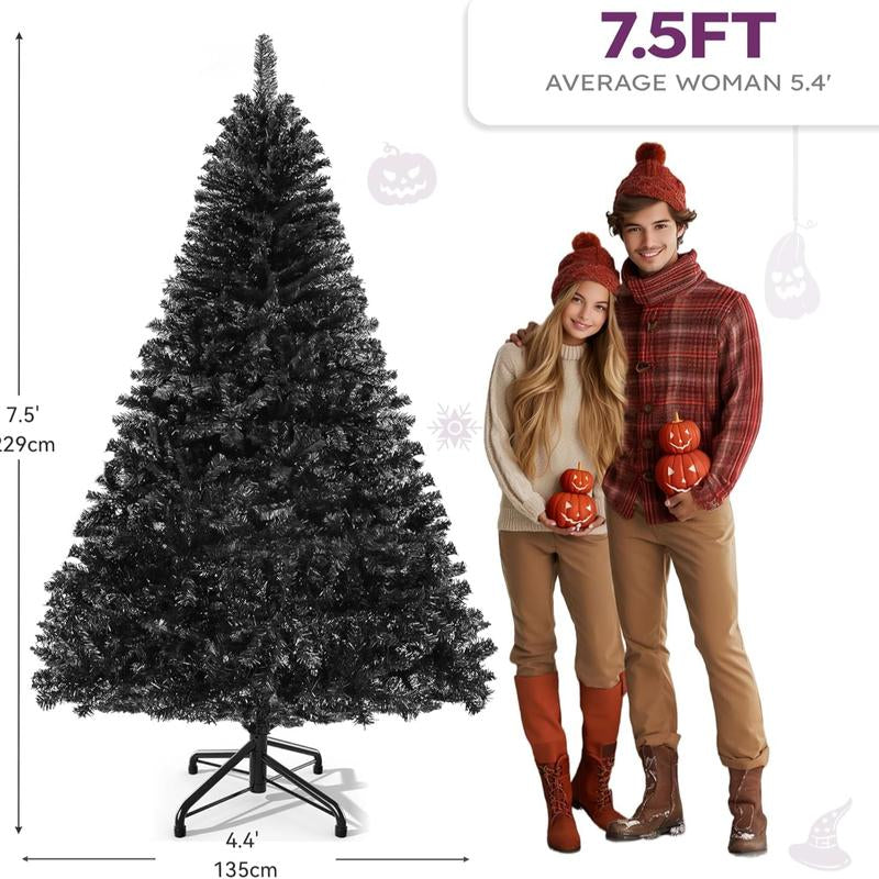 YITAHOME 6/7.5/9 Ft Prelit Snow Flocked/Pine Cones/White/Black/Green Artificial Full Christmas Tree, Christmas Pine Tree with Foldable Base for Home, Party Decoration