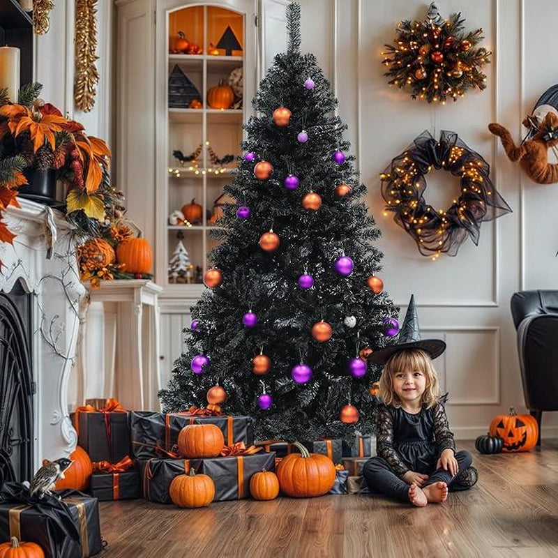 YITAHOME 6/7.5/9 Ft Prelit Snow Flocked/Pine Cones/White/Black/Green Artificial Full Christmas Tree, Christmas Pine Tree with Foldable Base for Home, Party Decoration