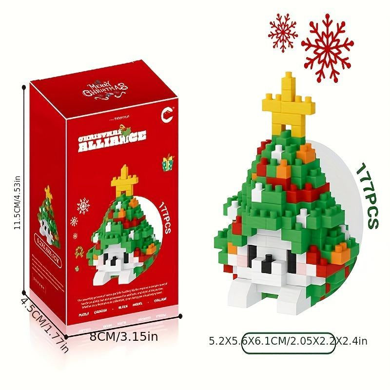Christmas Building Blocks Set - Santa, Reindeer, Snowman, Penguin, Christmas Tree Mini Figurines - Creative DIY Holiday Decor & Gift for Kids & Adults