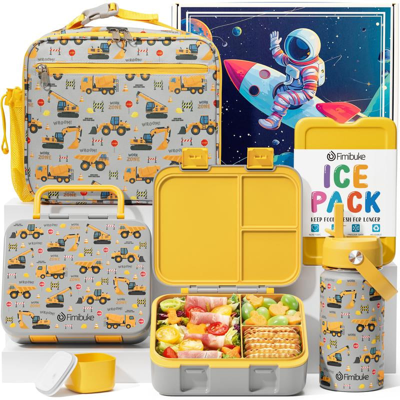 Fimibuke Bento Lunch Box with Thermos 32Oz Snack Lunch Container with 3 Compartments, Insulated Lunch Bag, 12Oz Leakproof Food Jar, and Ice Pack — Ideal for Daycare, School, or On-The-Go Meals Dealsforyoudays