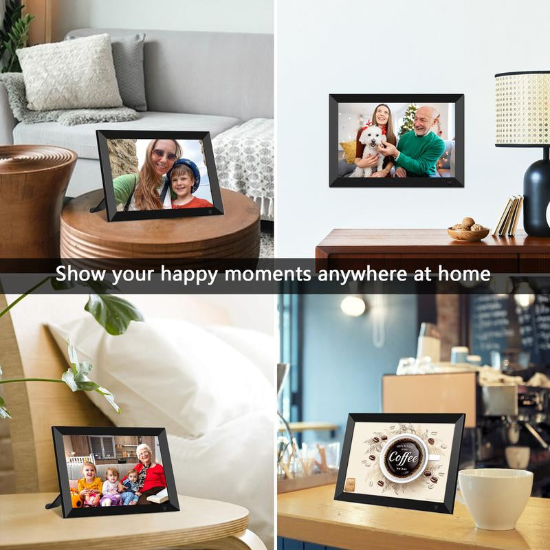 Digital Picture Frame Wifi, 10.1 Inch Wifi Digital Photo Frame with Full HD Touch Screen, 32GB Storage Auto-Rotate Wall Mountable Easy Share Photos or Videos via Free App from Anywhere Best Gift