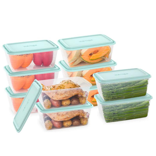 Bentgo Prep 8-Cup Deep-Dish Container (20-Piece Set) - Aqua Splash Color, Reusable Meal Containers, Bpa-Free, Durable, Stackable Design, Food Storage