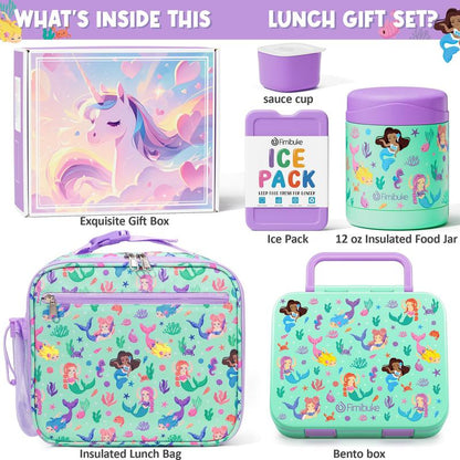 Fimibuke Bento Lunch Box with Thermos 32Oz Snack Lunch Container with 3 Compartments, Insulated Lunch Bag, 12Oz Leakproof Food Jar, and Ice Pack — Ideal for Daycare, School, or On-The-Go Meals Dealsforyoudays