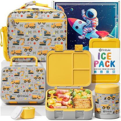 Fimibuke Bento Lunch Box with Thermos 32Oz Snack Lunch Container with 3 Compartments, Insulated Lunch Bag, 12Oz Leakproof Food Jar, and Ice Pack — Ideal for Daycare, School, or On-The-Go Meals Dealsforyoudays