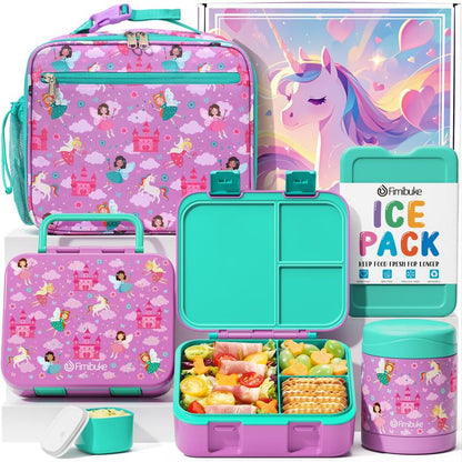 Fimibuke Bento Lunch Box with Thermos 32Oz Snack Lunch Container with 3 Compartments, Insulated Lunch Bag, 12Oz Leakproof Food Jar, and Ice Pack — Ideal for Daycare, School, or On-The-Go Meals Dealsforyoudays