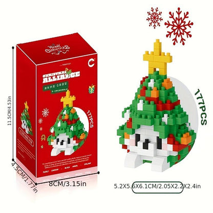 Christmas Building Blocks Set - Santa, Reindeer, Snowman, Penguin, Christmas Tree Mini Figurines - Creative DIY Holiday Decor & Gift for Kids & Adults
