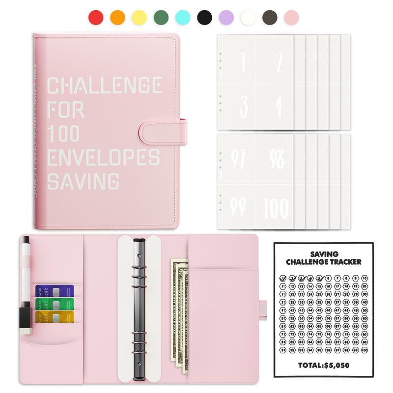 New Edition 100 Envelopes Saving Challenge,Easy and Fun Way to save $5,050,Money Saving Book,Waterproof Wallet,Storage Bag,Saving Tips,Desk Office Accessories,Budget Plan