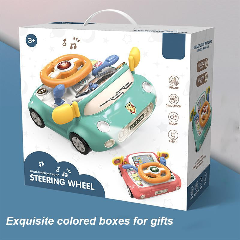 Car Steering Wheel Toy, Baby Interactive Toy, Driving Educational Toy with Light and Sound, Birthday Gifts for Kids, Science Toys Sensory Play