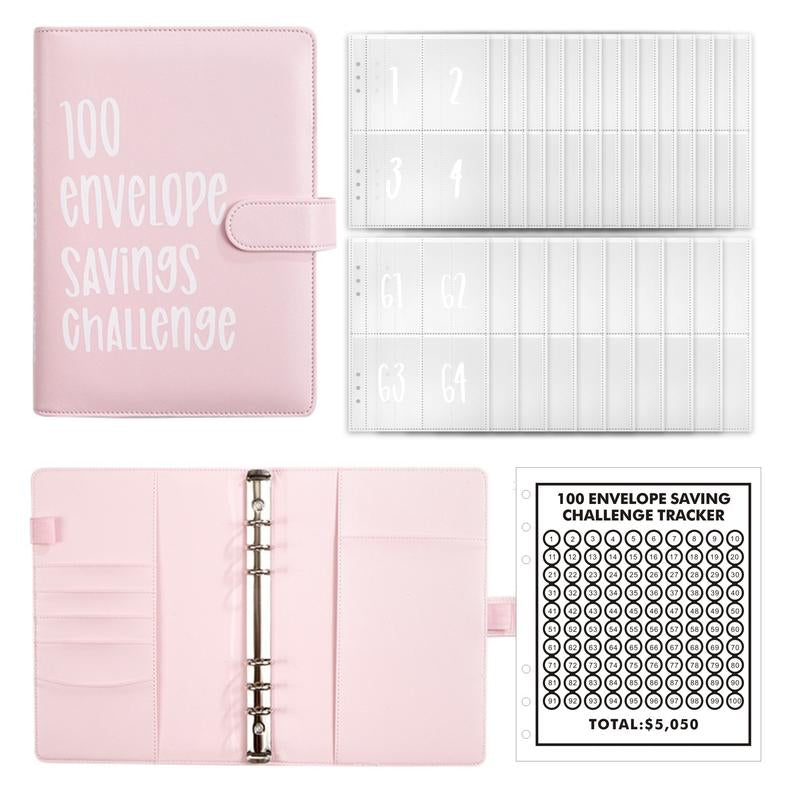 New Edition 100 Envelopes Saving Challenge,Easy and Fun Way to save $5,050,Money Saving Book,Waterproof Wallet,Storage Bag,Saving Tips,Desk Office Accessories,Budget Plan