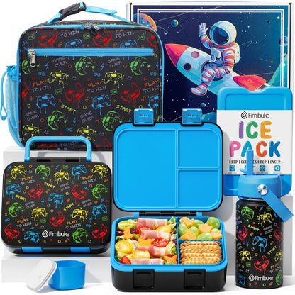 Fimibuke Bento Lunch Box with Thermos 32Oz Snack Lunch Container with 3 Compartments, Insulated Lunch Bag, 12Oz Leakproof Food Jar, and Ice Pack — Ideal for Daycare, School, or On-The-Go Meals Dealsforyoudays