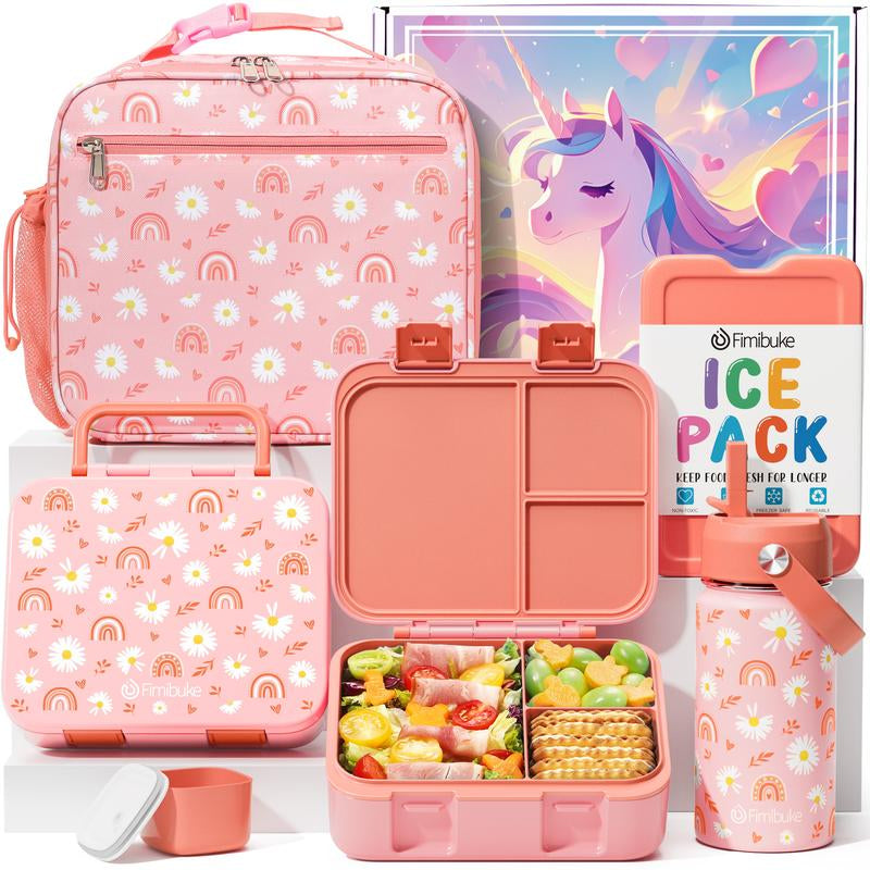 Fimibuke Bento Lunch Box with Thermos 32Oz Snack Lunch Container with 3 Compartments, Insulated Lunch Bag, 12Oz Leakproof Food Jar, and Ice Pack — Ideal for Daycare, School, or On-The-Go Meals Dealsforyoudays