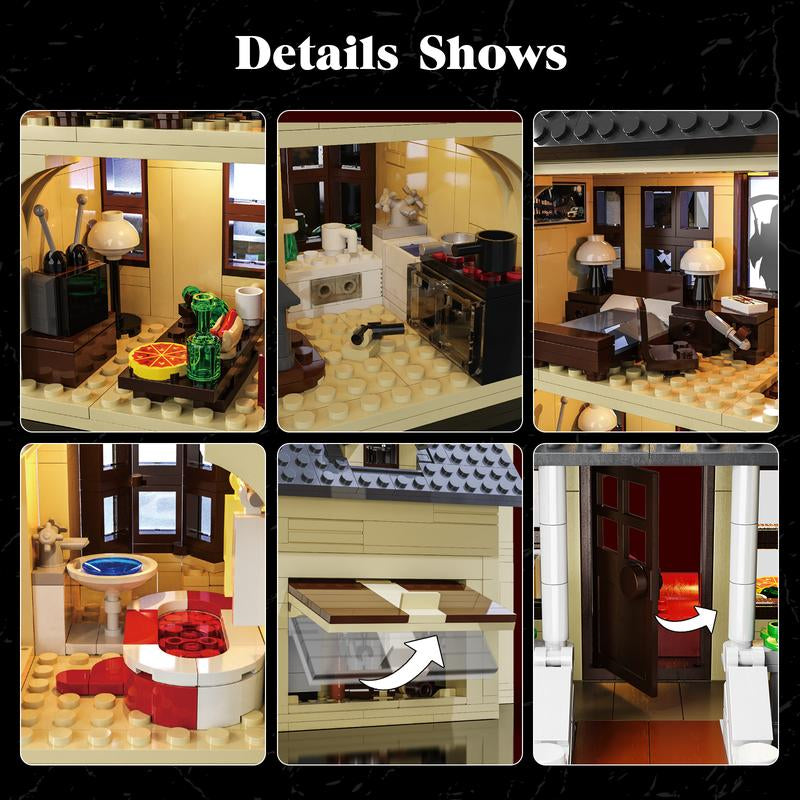 Screaming House Building Blocks Set with Electric Light Effects, Perfect for Halloween Decoration, Kids’ Creative DIY Toy and Seasonal Fun