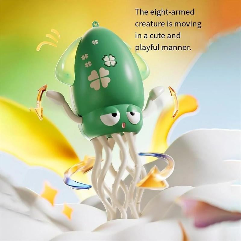 Electric Dancing Octopus Toy, Electric Automatic Obstacle Avoidance Octopus with Rod, with LED Lights & Music